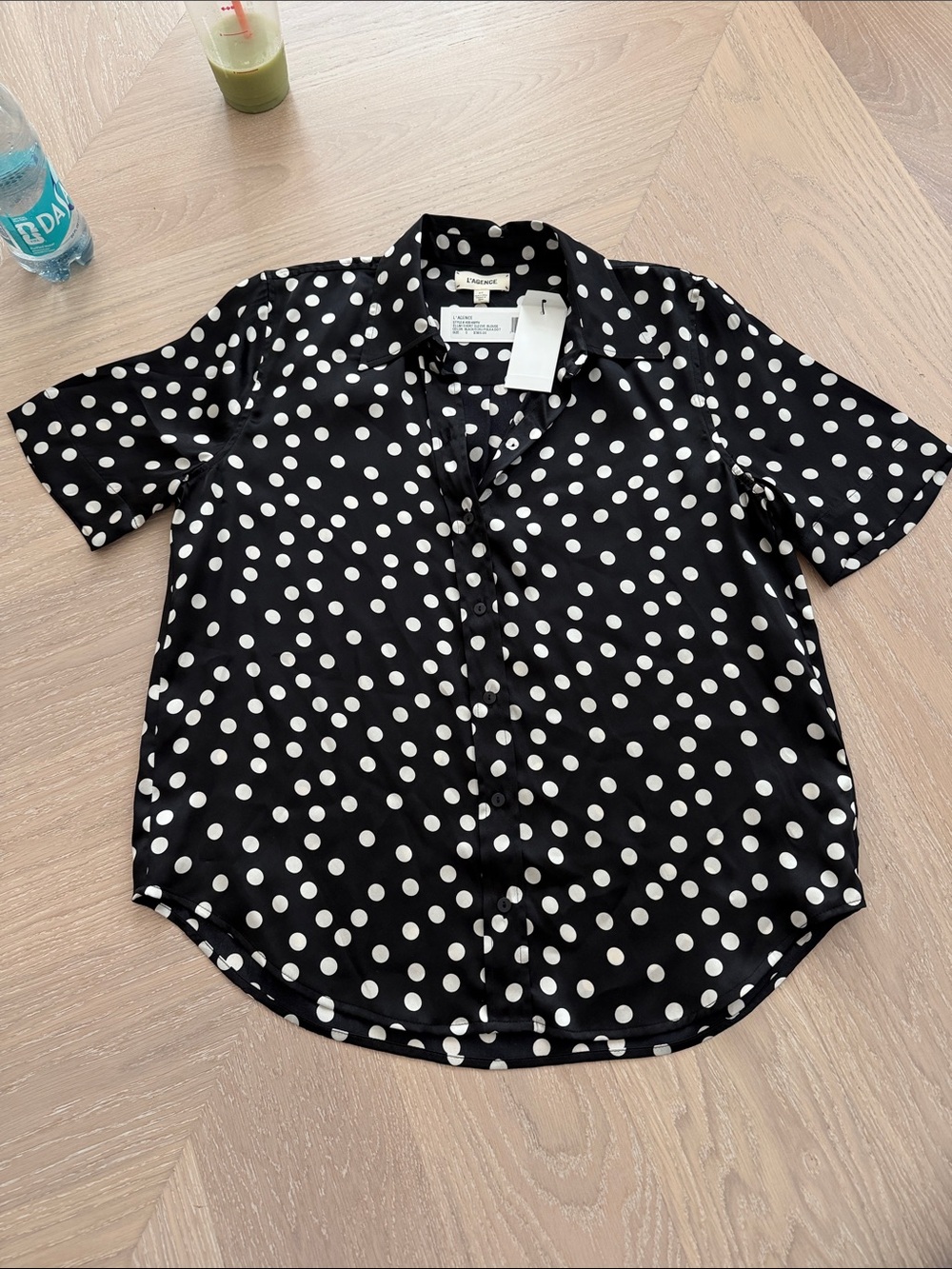 L’Agence Polka Dot Short-Sleeve Shirt - Black/White